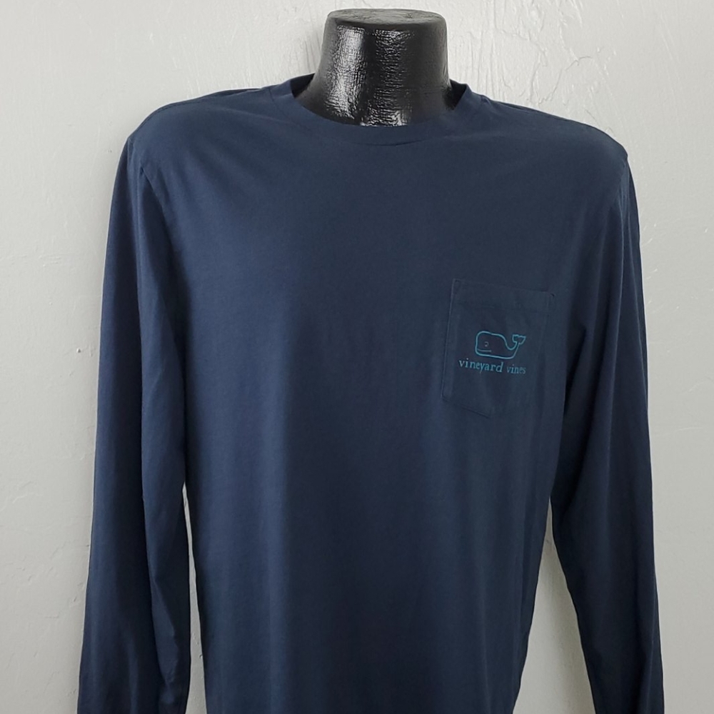Vineyard Vines blue cotton t-shirt long sleeve tee round neck men size S